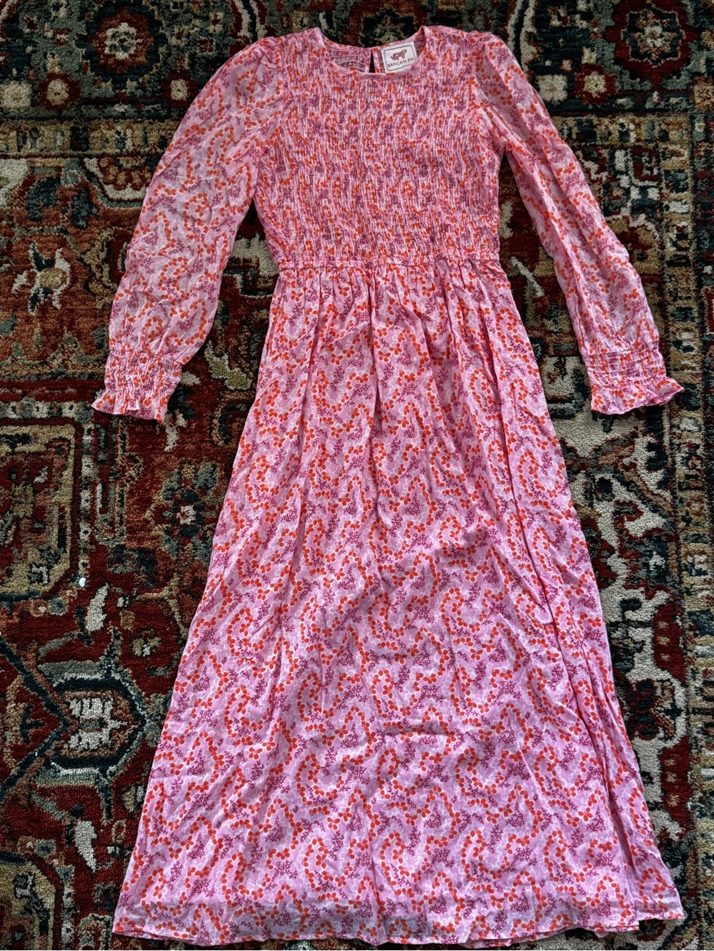 Banjanan Floral Long Sleeve Bazaar Midi Dress